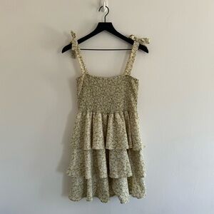 Coquette Floral flowy green dress with bows